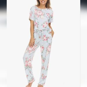Flora Nikrooz Floral Pajama Set Blue Pink Floral M Medium Soft